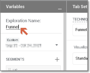 구글애널리틱스4 Funnel exploration 제목 변경 화면